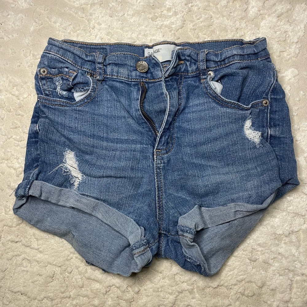 Garage Blue Jean Shorts Distressed High-Waisted